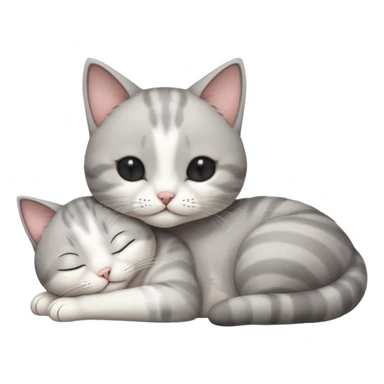 grey and white small cat with its eyes closed lying down leaning on his elbow with his paw curled under his head holding it up sticker