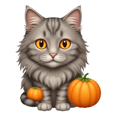 longhair grey tabby cat with orange eyes sitting sticker
