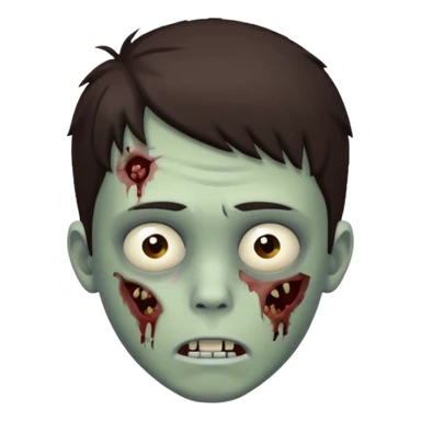 Boy zombie with dark brown hair going over forehead sticker