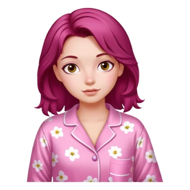 A beautiful, burgundy haired girl wearing pink pajamas sticker
