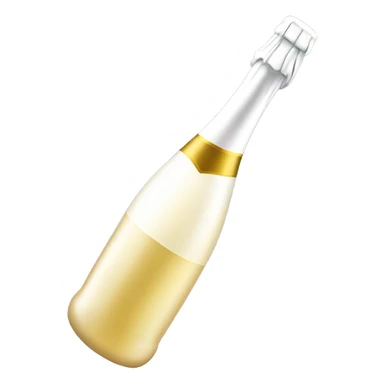Tilted white champagne bottle sticker