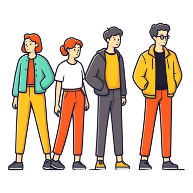 three women and three men sticker