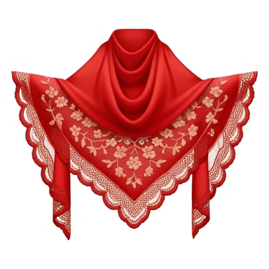 A simple red lace shawl with a delicate design sticker
