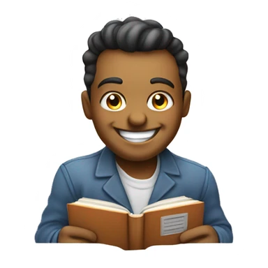 happy entrepreneur smirking face with book sticker