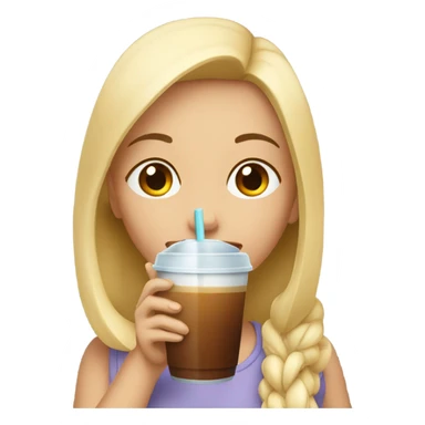 girl enjoying an iced coffee sticker