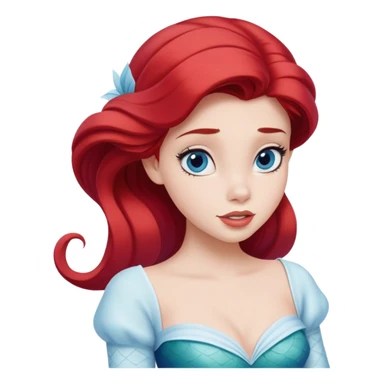 Disney human Ariel in white and blue outfit, exploring with curious expression sticker