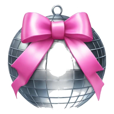 Disco ball with pink bow sticker