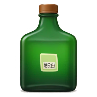 green square bottle with brown label sticker