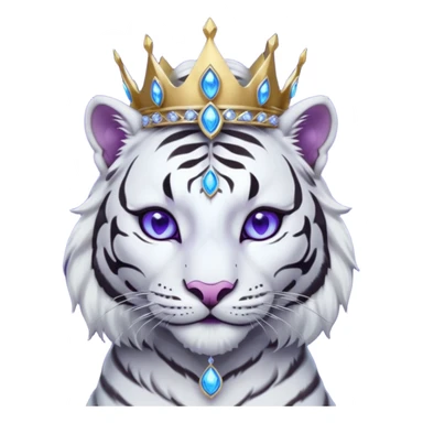 ESO Female white/black tiger khajiit leader of the umbral rose, glowing blue eyes, glowing blue 'third eye' gem; silver crown/tiara with purple gems sticker