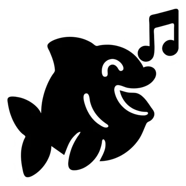Playful singing fish, cheerful cartoon fish sticker