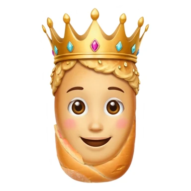 whimsical baguette with a crown on top sticker