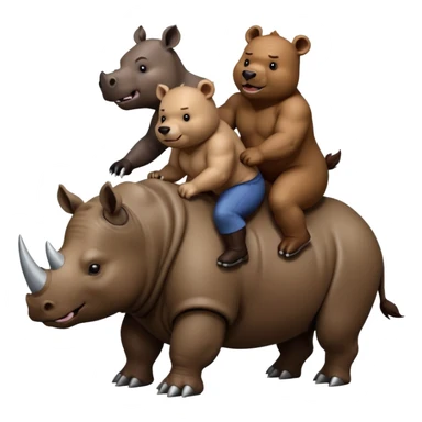 3 bears riding a rhino sticker