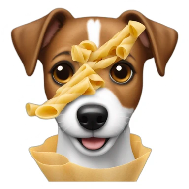 jack russel eating bolognes pasta sticker