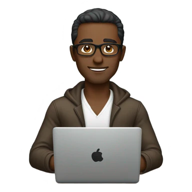Man working on a laptop brown boy dark skin with glas sticker