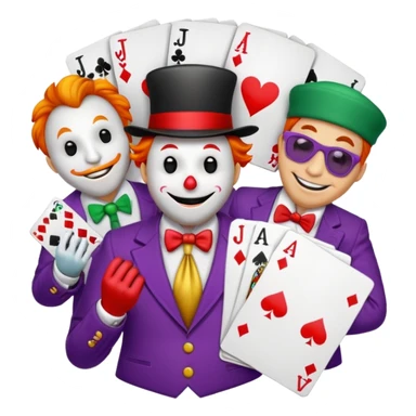 bunch of poker cards, with jolly jokers inside sticker