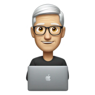 tim cook with macbook at office sticker