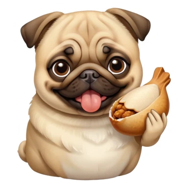 Pug eating chicken sticker
