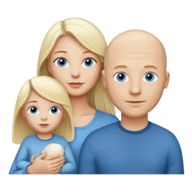Eigene Familienbild - 3 Personen, Frau dunkle lange Haare,  Mann Glatze und blaue Augen, ein kind von 2 Jahren und blond und dunkle Augen  sticker