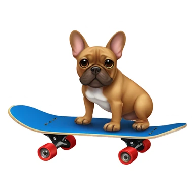 A brown French bulldog on a skateboard sticker