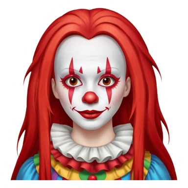 red straight very  long hair female clown sticker