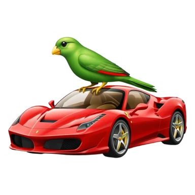 A green bird with ferrari car sticker