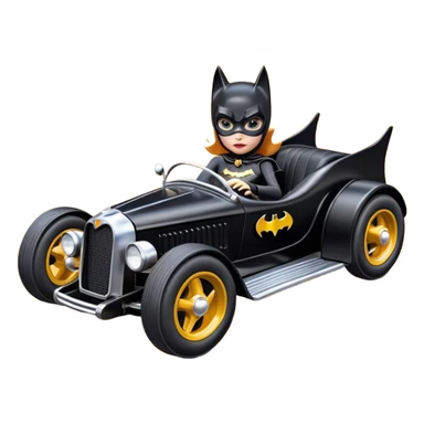 Hot wheels racing cartoons BatGirl’s sixty’s tv show 1932 stealth retro cat burglar sporty petite off-road pursuit mobile cruiser car (reclined seating position) sticker