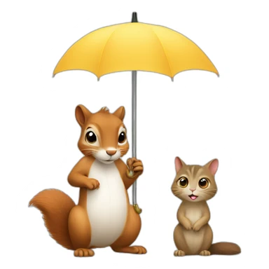 squirrel and cat under an umbrella sticker