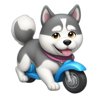 chubby husky on scooter sticker