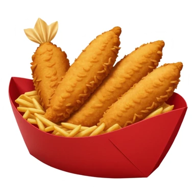 5 breaded chicken tenders of varying sizes and shapes in a red paper food boat sticker
