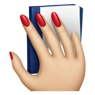 a hand with a red manicure holds a dark blue diary sticker