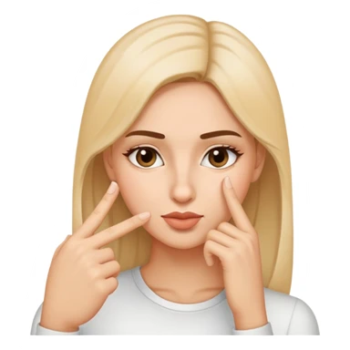 Woman touching her nose with her index fibger sticker