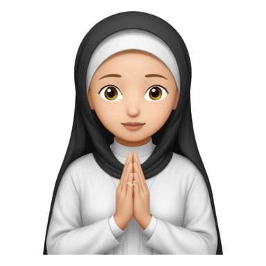 Light skin Muslim woman in plain white abaya side profile praying on silver prayer mat  holding up hands to god sticker
