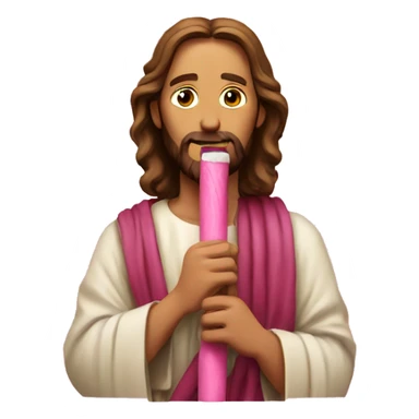 Jesus eating a pink stick sticker