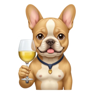 Tan French girl bulldog drinking white wine sticker