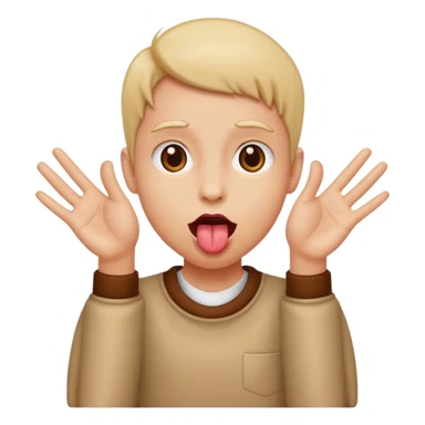 face with tongue ￼out and hands on the side sticker