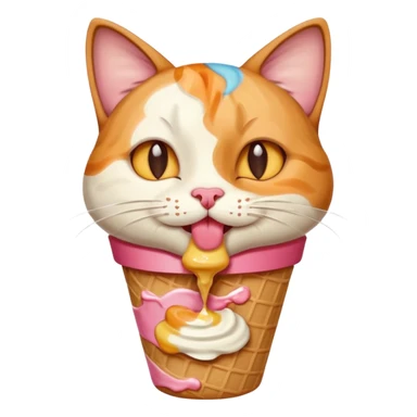 A cat enjoying an ice cream, eyes closed in delight, portrait, bust up sticker