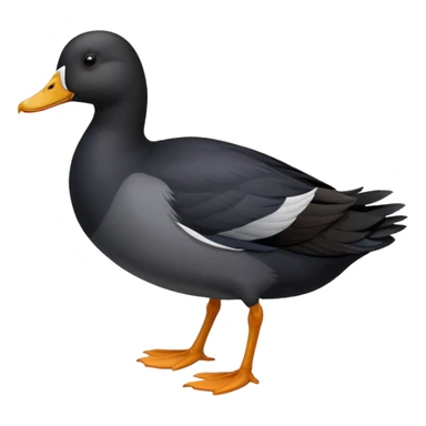 black coot bird, a duck with black feathers, white beak, and grey legs sticker