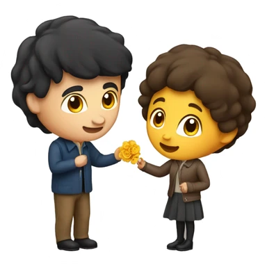 Brünette Girl  proposes to a man sticker