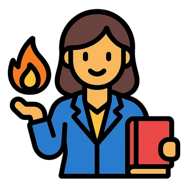 teacher holding fire sticker