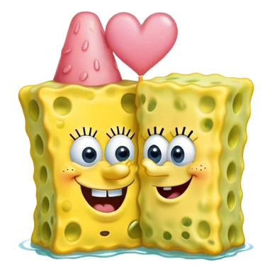 Spongebob kissing Patrick sticker