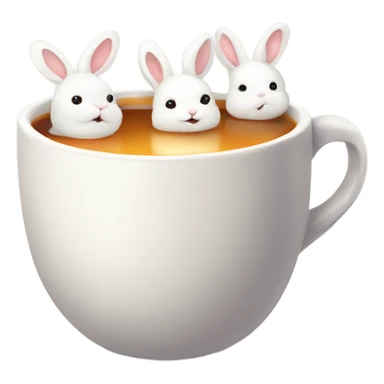 Cup of hot tea with white cute rabbits  sticker