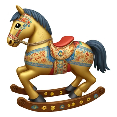 golden 2D rocking horse toy designed in Ukrainian style. sticker