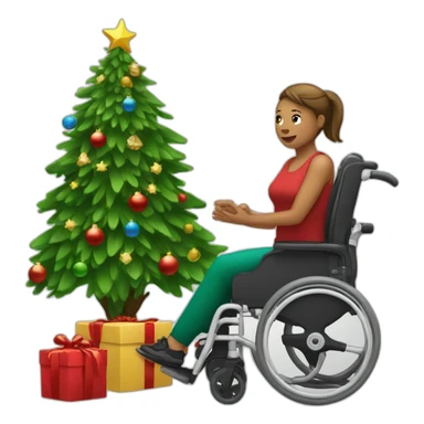 Disabled-woman-next-to-christmas-tree sticker