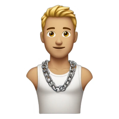 guy wearing tanktop and metal chain around neck sticker