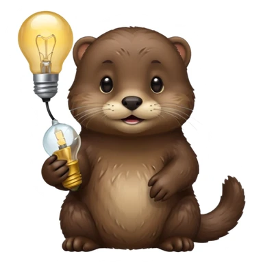 otter holding a lightbulb sticker