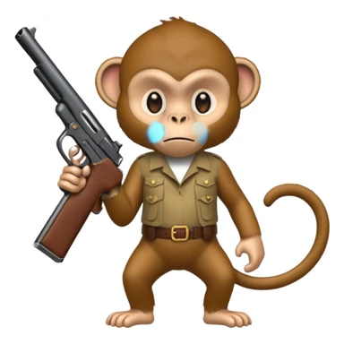 Monkey holding a gun sticker