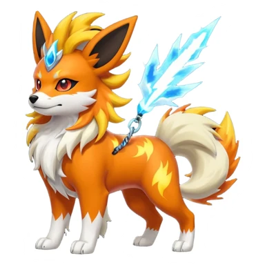 Flareon-Electrike-Houndour-Growlithe-Solgaleo-fusion-hybrid, full body sticker