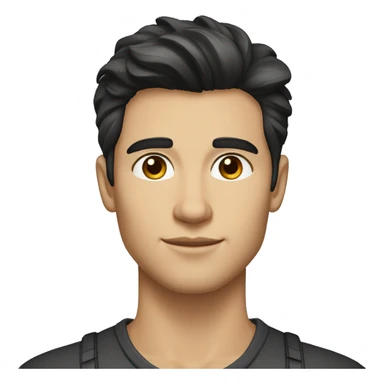 a handsome young man with brown eyes, dark hair, pompadour cut, small nose, small chin, small mouth, light white skin sticker