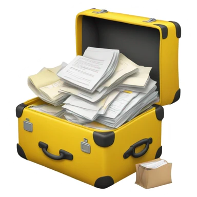 yellow baggage filled with documents sticker
