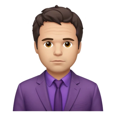 Mark Ruffalo with dark brown hair, purple shirt, beige suit jacket  sticker
